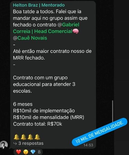 Helton Braz: contrato de R$70 mil com R$10 mil de mensalidade.